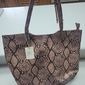 Elegant Pink Snake Print Tote